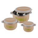 Caserola termica, set 3 piese, cu interior din inox, Naimeed D4810, Maro Caserola termica, set 3 piese, cu interior din inox, Naimeed D4810, Maro