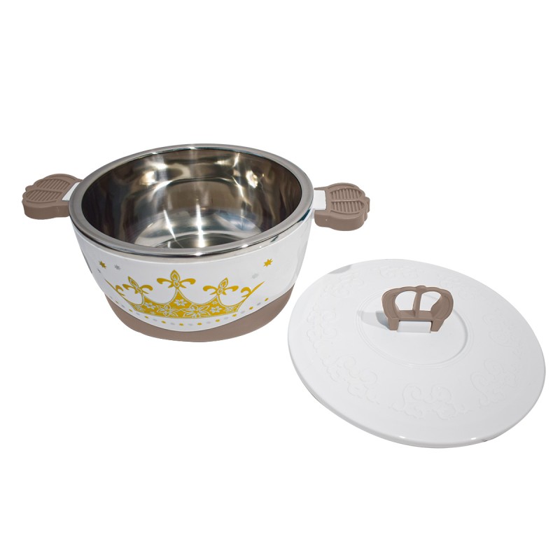 Caserola termica, set 4 piese, cu interior din inox, Naimeed D4815, Crem Caserola termica, set 4 piese, cu interior din inox, Naimeed D4815, Crem