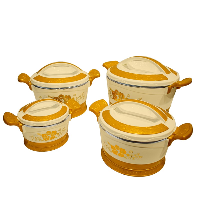 Caserola termica, set 4 piese, cu interior din inox, Naimeed D4819, Crem Caserola termica, set 4 piese, cu interior din inox, Naimeed D4819, Crem