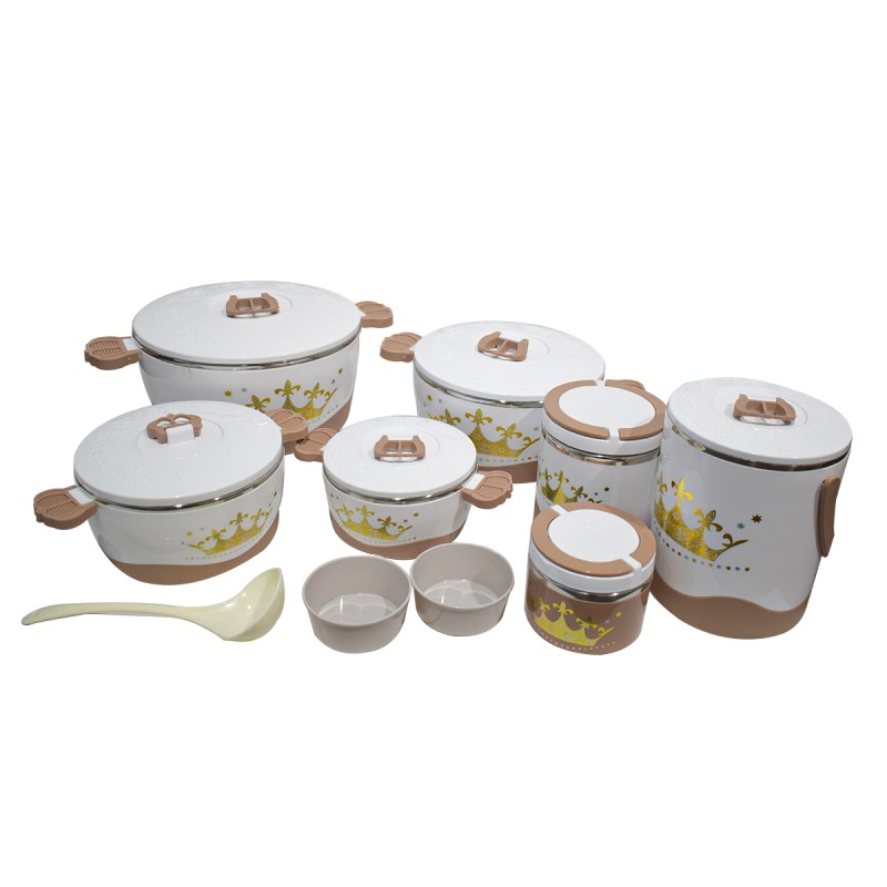 Caserola termica, set 7 piese, cu interior din inox, Naimeed D4820, Maro Caserola termica, set 7 piese, cu interior din inox, Naimeed D4820, Maro