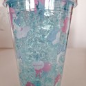Pahar cu capac si pai, Naimeed D5020, Turcoaz-unicorn