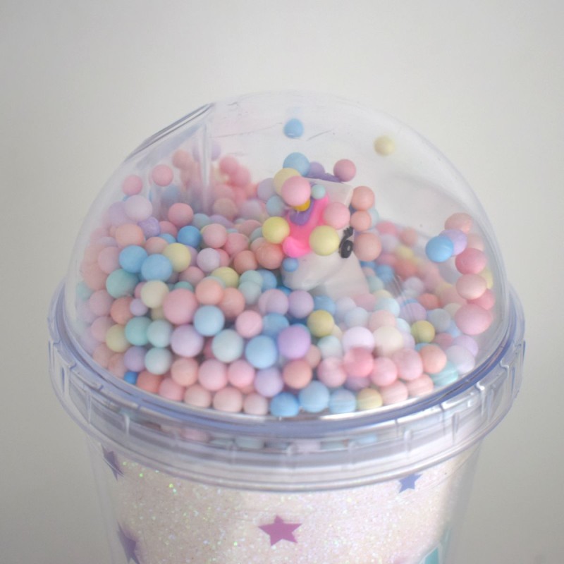 Pahar cu capac, Naimeed D5022, Roz-Unicorn