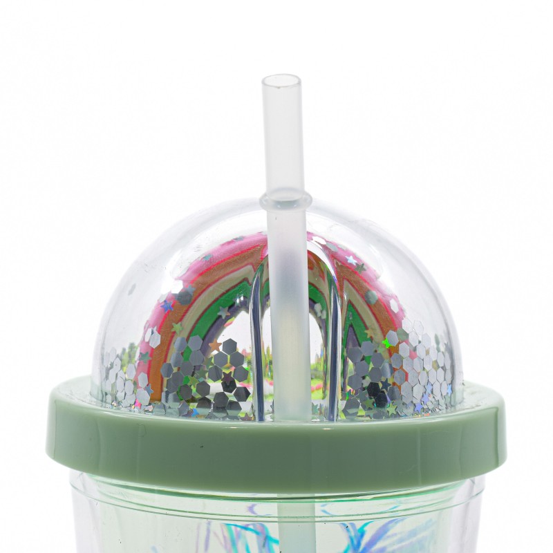 Pahar cu capac, Naimeed D5027, Verde-Paiete