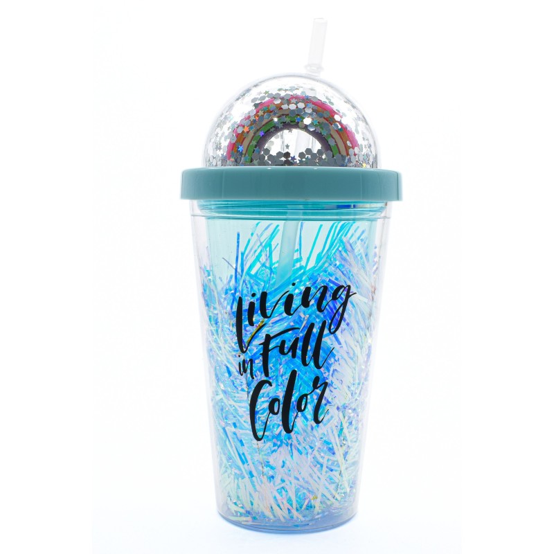 Pahar cu capac, Naimeed D5027, Albastru-Paiete