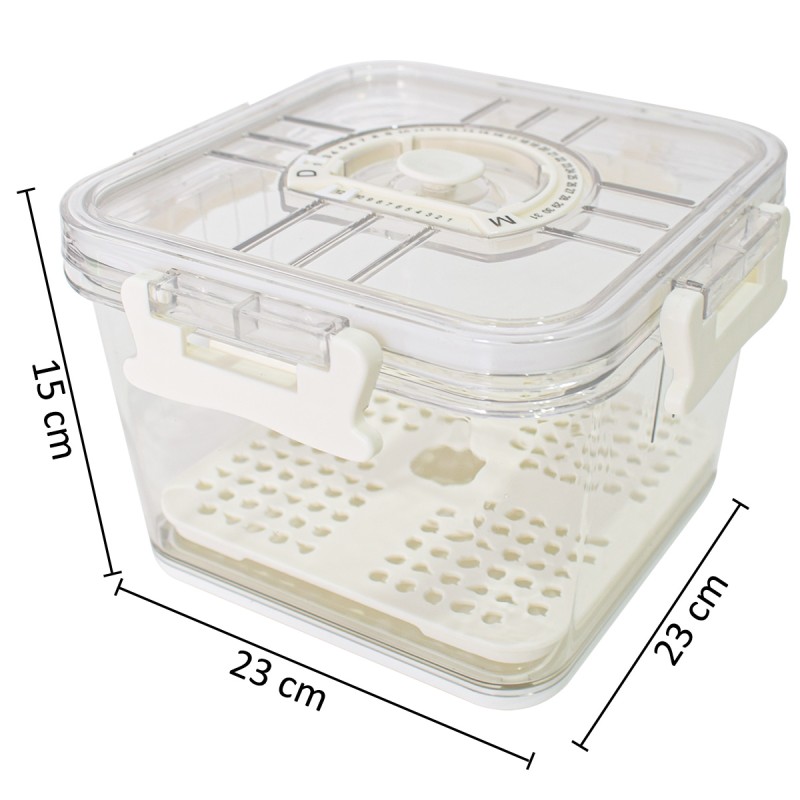 Set 3 caserole, monitorizarea datei, sistem de scurgere, Naimeed D5308, Alb