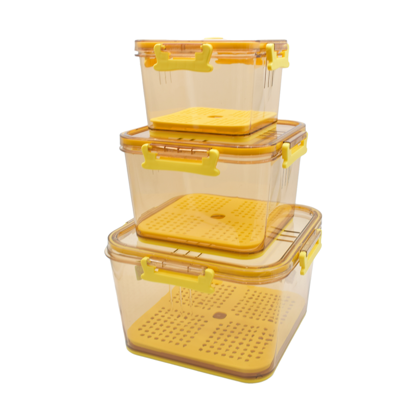 Set 3 caserole, monitorizarea datei, sistem de scurgere, Naimeed D5308, Galben Set 3 caserole, monitorizarea datei, sistem de scurgere, Naimeed D5308, Galben