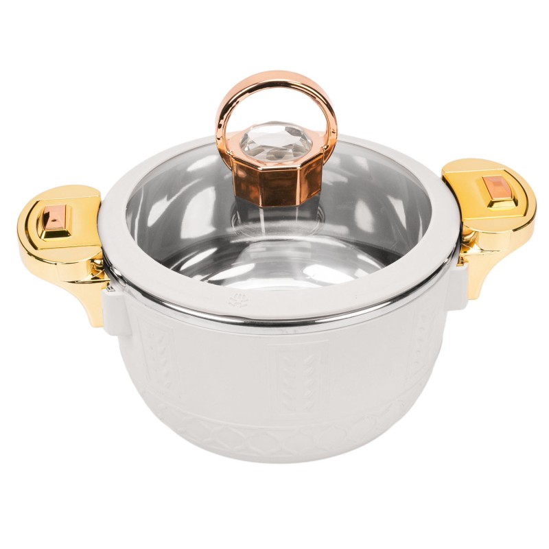Caserola termica, set 3 piese, Thermo Class, cu interior din inox, Naimeed D6701, Alb Caserola termica, set 3 piese, Thermo Class, cu interior din inox, Naimeed D6701, Alb