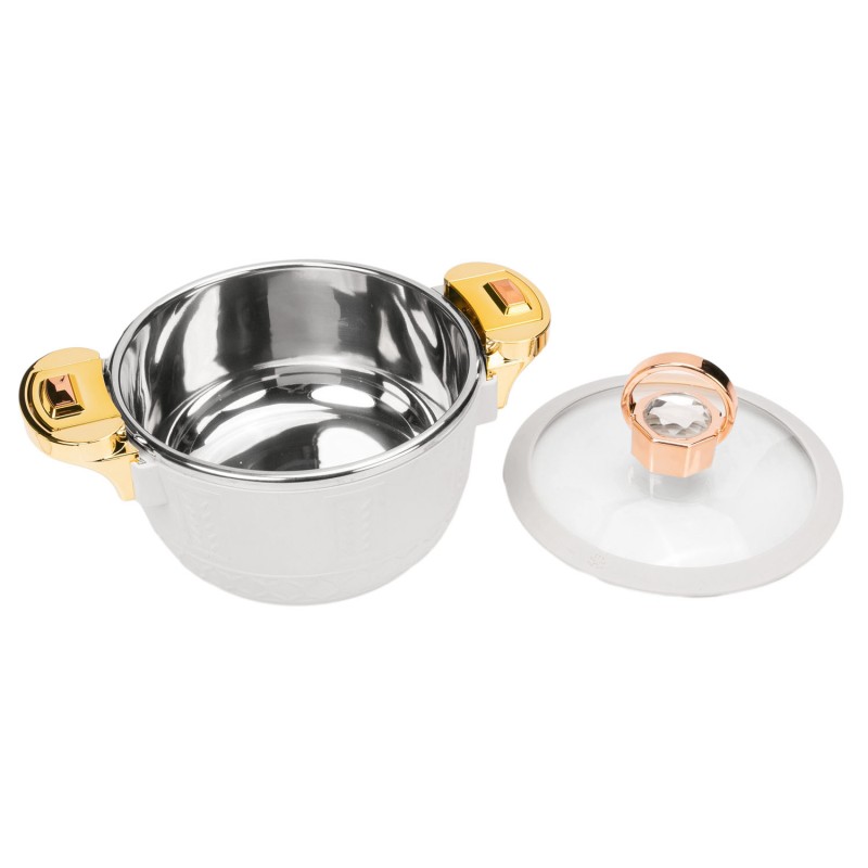 Caserola termica, set 3 piese, Thermo Class, cu interior din inox, Naimeed D6701, Alb Caserola termica, set 3 piese, Thermo Class, cu interior din inox, Naimeed D6701, Alb