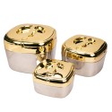 Caserola termica, set 3 piese, Thermo Class, cu interior din inox, Naimeed D6705, Auriu Caserola termica, set 3 piese, Thermo Class, cu interior din inox, Naimeed D6705, Auriu