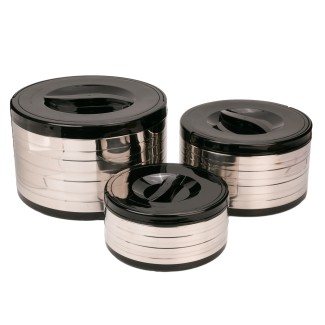 Caserola termica, set 3 piese, Thermo Class, cu interior din inox, Naimeed D6706, Argintiu Caserola termica, set 3 piese, Thermo Class, cu interior din inox, Naimeed D6706, Argintiu