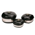 Caserola termica, set 3 piese, Thermo Class, cu interior din inox, Naimeed D6708, Negru Caserola termica, set 3 piese, Thermo Class, cu interior din inox, Naimeed D6708, Negru