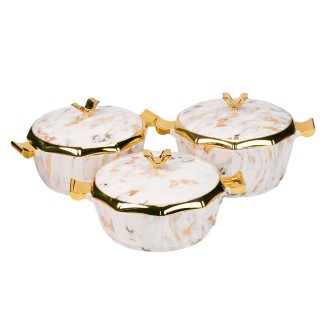 Caserola termica, set 3 piese, Thermo Class, cu interior din inox, Naimeed D6710, Alb Caserola termica, set 3 piese, Thermo Class, cu interior din inox, Naimeed D6710, Alb