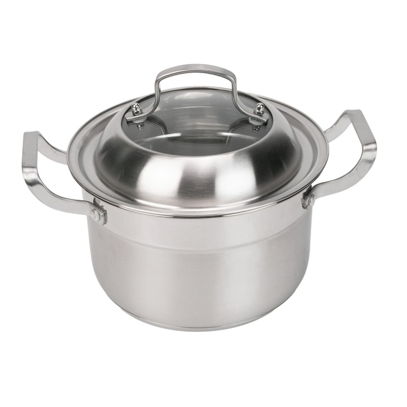 Set de gatit sub aburi, Inox, Naimeed D6720, 3 piese, oala 26x24 cm, strecuratoare, capac