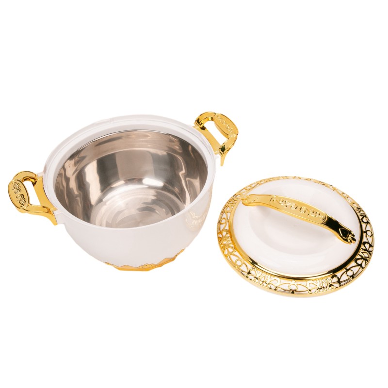 Caserola termica, set 3 piese, Thermo Class, cu interior din inox, Naimeed D6722, Alb Caserola termica, set 3 piese, Thermo Class, cu interior din inox, Naimeed D6722, Alb