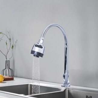 Baterie chiuveta pentru o singura alimentare cu apa, (cald sau rece), rotire 360°, cu doua moduri de jet ajustabil, Naimeed D6183, Argintiu