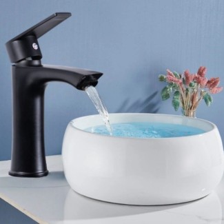 Baterie pentru baie cu design modern, Naimeed D6197, Negru mat