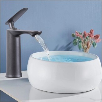 Baterie pentru baie cu design modern, Naimeed D6199, Gri mat