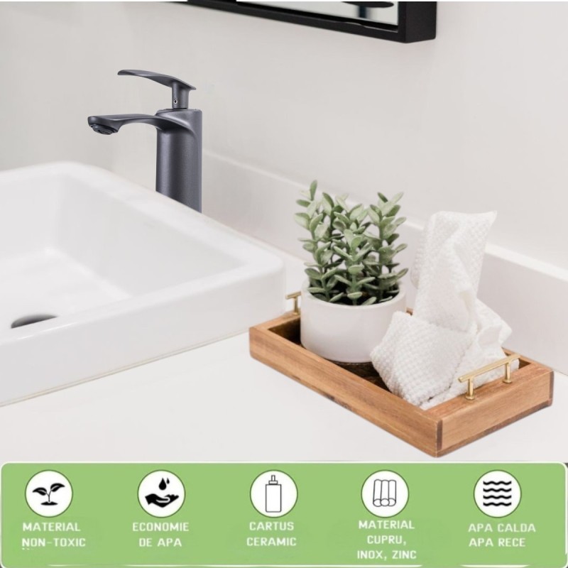 Baterie pentru baie cu design modern, Naimeed D6201, Gri mat Baterie pentru baie cu design modern, Naimeed D6201, Gri mat