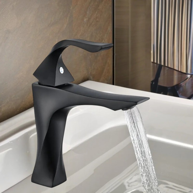 Baterie pentru baie cu design modern, Naimeed D6202, Negru mat