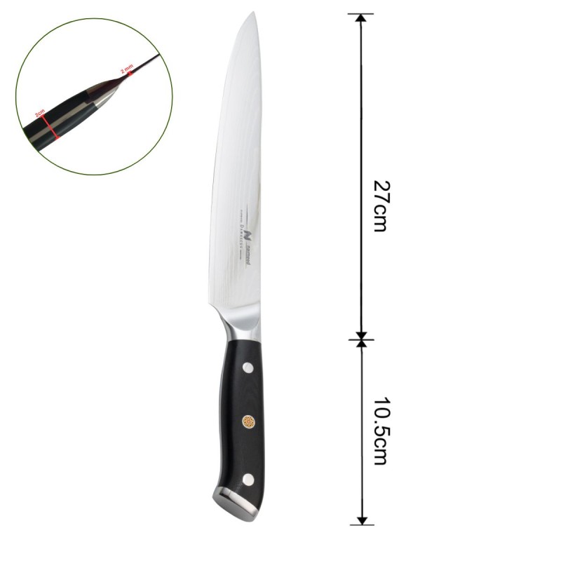 Cutit feliere, din otel Damascus, Naimeed D6823, damasc 67 straturi, 37.5 cm, Negru Cutit feliere, din otel Damascus, Naimeed D6823, damasc 67 straturi, 37.5 cm, Negru