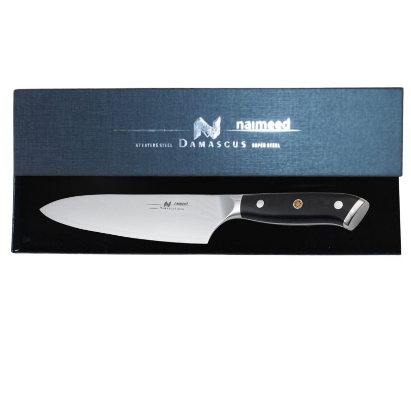 Cutit de bucatar, din otel Damascus, Naimeed D6824, damasc 67 straturi, 34 cm, Negru Cutit de bucatar, din otel Damascus, Naimeed D6824, damasc 67 straturi, 34 cm, Negru