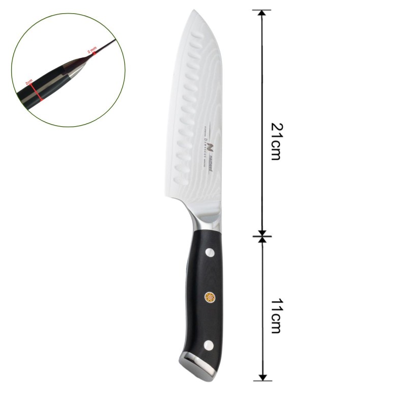 Cutit Santoku, din otel Damascus, Naimeed D6826, damasc 67 straturi, 32 cm, Negru Cutit Santoku, din otel Damascus, Naimeed D6826, damasc 67 straturi, 32 cm, Negru