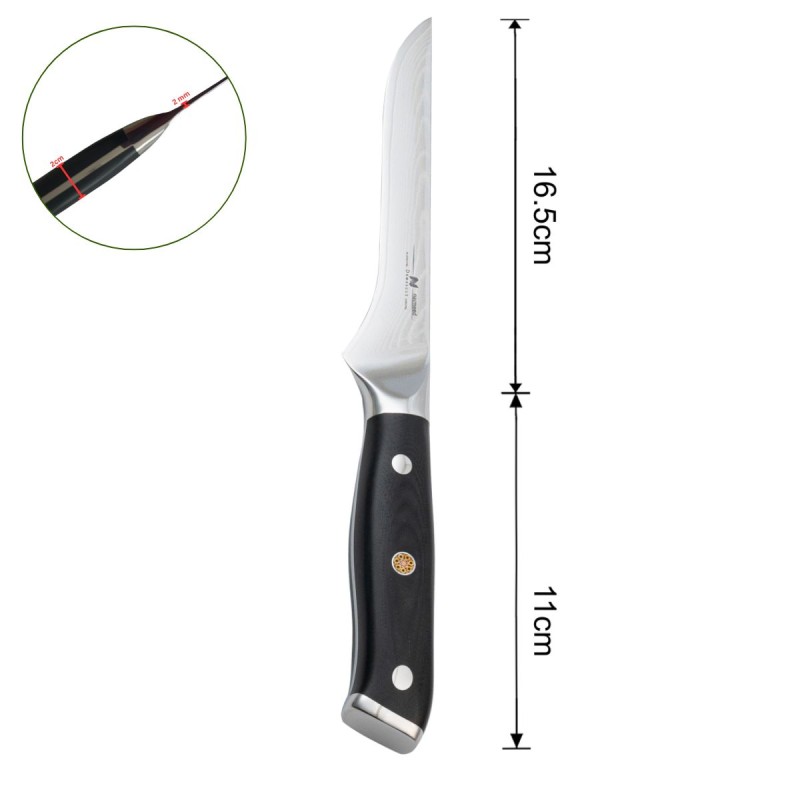 Cutit de dezosat, din otel Damascus, Naimeed D6827, damasc 67 straturi, 27.5 cm, Negru Cutit de dezosat, din otel Damascus, Naimeed D6827, damasc 67 straturi, 27.5 cm, Negru