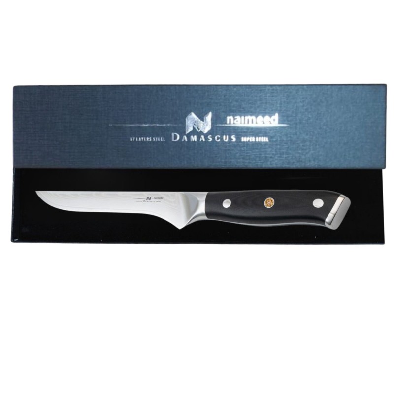 Cutit de dezosat, din otel Damascus, Naimeed D6827, damasc 67 straturi, 27.5 cm, Negru Cutit de dezosat, din otel Damascus, Naimeed D6827, damasc 67 straturi, 27.5 cm, Negru