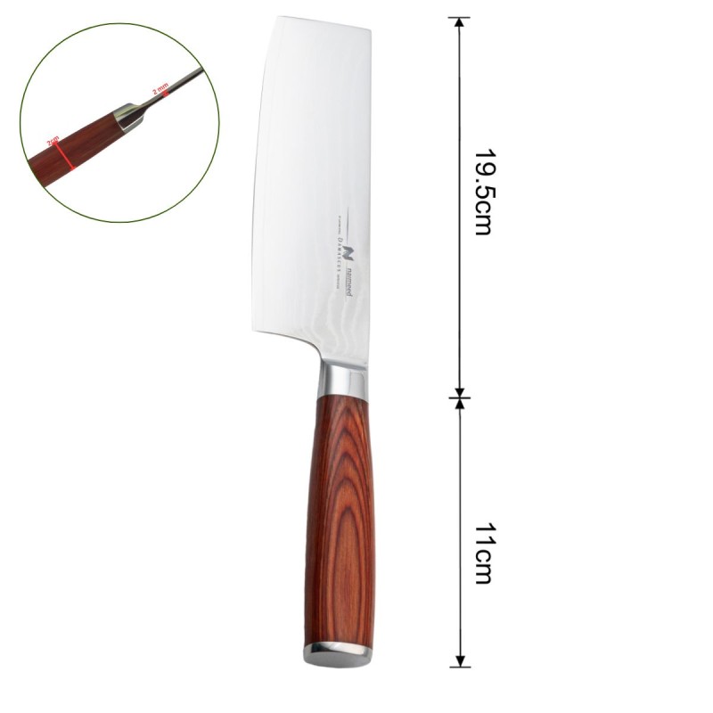 Cutit Profesional pentru tocat, din otel Damascus, Naimeed D6828, damasc 67 straturi, 30.5 cm, Maro Cutit Profesional pentru tocat, din otel Damascus, Naimeed D6828, damasc 67 straturi, 30.5 cm, Maro