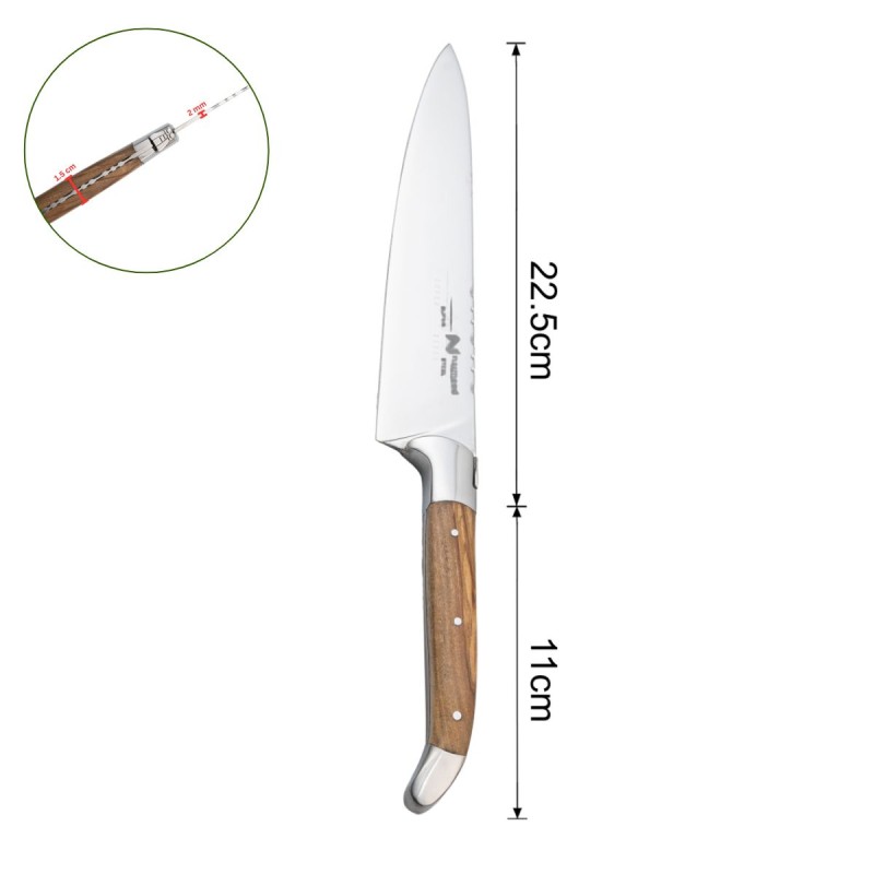 Cutit de bucatarie profesional, din otel inoxidabil, 33.5 cm, Naimeed D6836, Maro deschis Cutit de bucatarie profesional, din otel inoxidabil, 33.5 cm, Naimeed D6836, Maro deschis