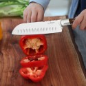 Cutit Santoku profesional, din otel inoxidabil, 31 cm, Naimeed D6838, Maro deschis Cutit Santoku profesional, din otel inoxidabil, 31 cm, Naimeed D6838, Maro deschis