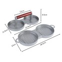Presa dubla pentru burgeri din aluminiu cu maner din lemni,28.5x12x8.5cm, Naimeed D6998, Gri