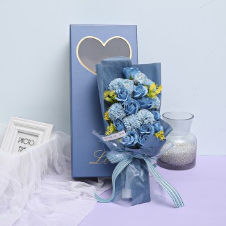 Aranjament floral elegant, flori de sapun, D4068, Blue