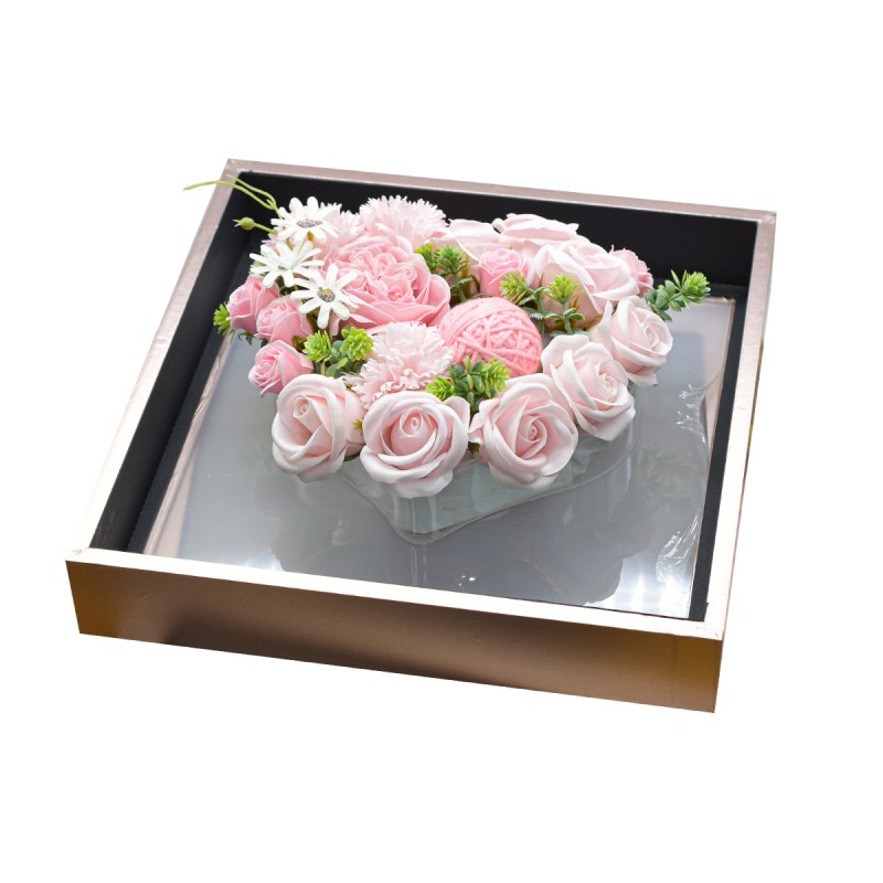 Aranjament floral elegant, flori de sapun, D4076, Roz