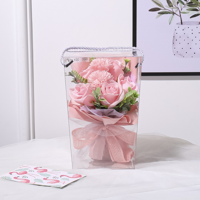 Aranjament floral elegant, flori de sapun, D4079, Roz