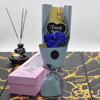 Aranjament floral elegant, flori de sapun, D4082, Blue