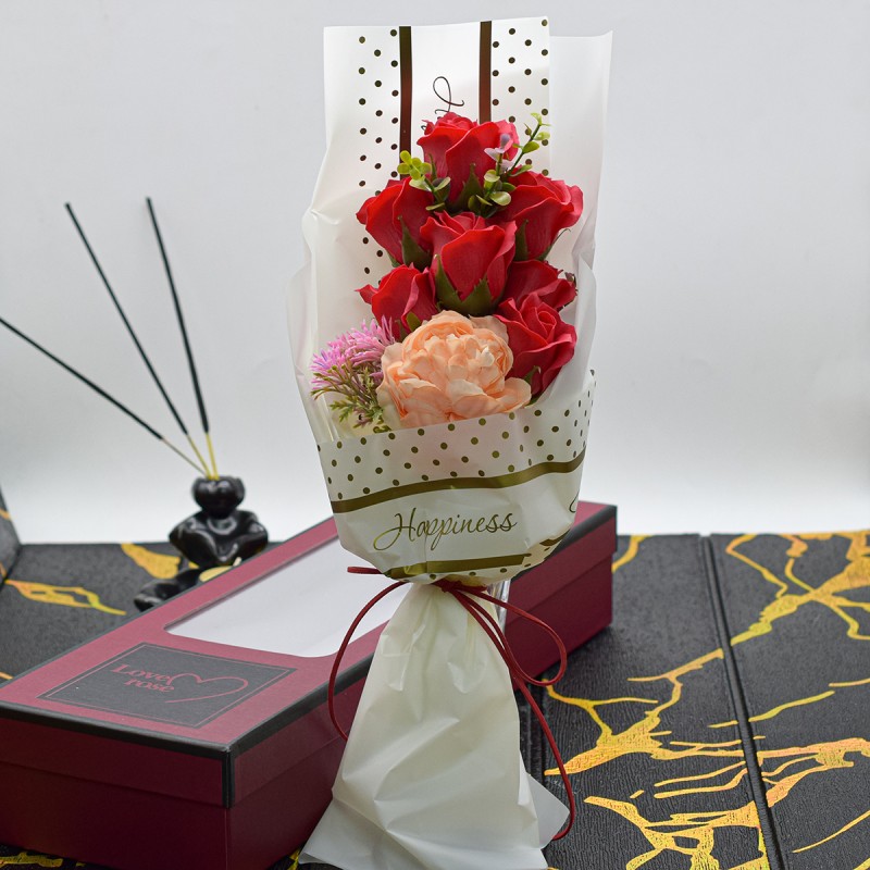 Aranjament floral elegant, flori de sapun, D4083, Rosu Aranjament floral elegant, flori de sapun, D4083, Rosu