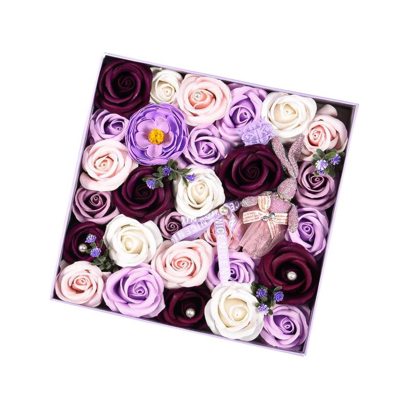 Aranjament floral elegant, flori de sapun, D4086, Mov Aranjament floral elegant, flori de sapun, D4086, Mov