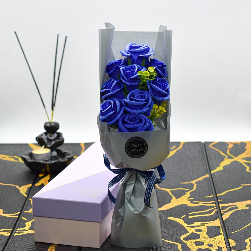 Aranjament floral elegant, flori de sapun, D4089, Blue