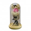 Aranjament floral in cupola de sticla, lumina Led, D4015, Roz Aranjament floral in cupola de sticla, lumina Led, D4015, Roz