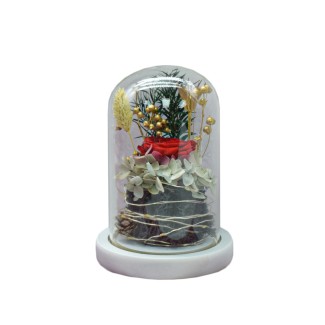 Aranjament floral in cupola de sticla, lumina Led, D4017, Rosu Aranjament floral in cupola de sticla, lumina Led, D4017, Rosu