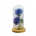 Aranjament floral in cupola de sticla, lumina Led, D4022, Albastru