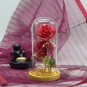 Aranjament floral in cupola de sticla, lumina Led, D4022, Rosu
