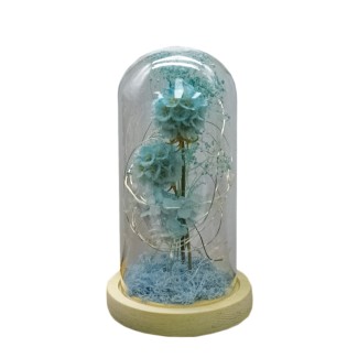 Aranjament floral in cupola de sticla, lumina Led, D4024, Blue