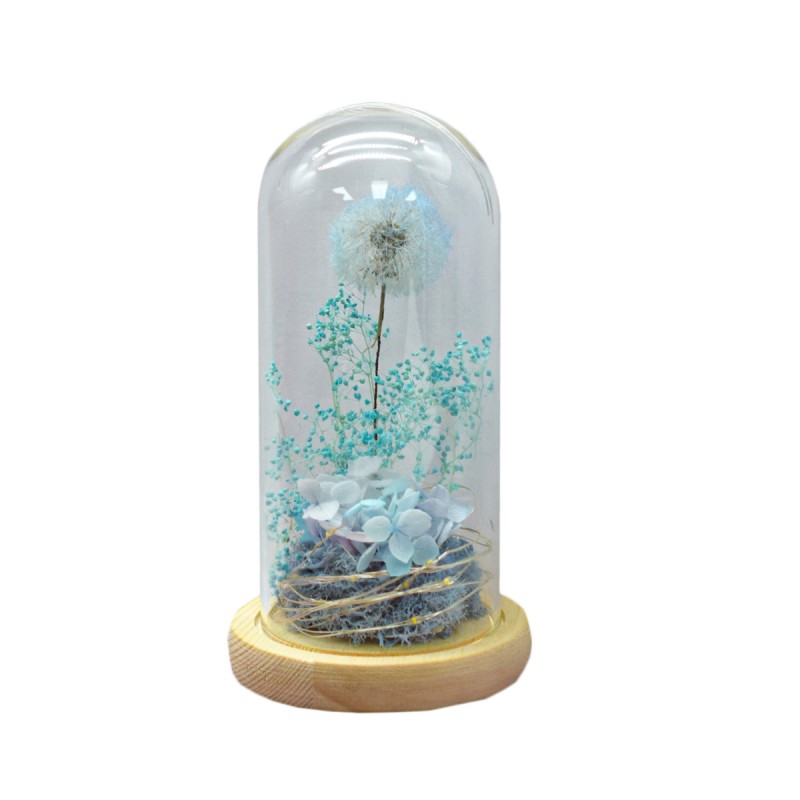 Aranjament floral in cupola de sticla, lumina Led, D4025, Blue Aranjament floral in cupola de sticla, lumina Led, D4025, Blue