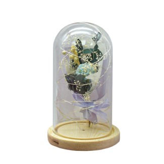 Aranjament floral in cupola de sticla, lumina Led, D4026, Blue