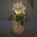 Aranjament floral in cupola de sticla, lumina Led, D4027, Alb