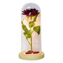 Aranjament floral in cupola de sticla, lumina Led, D4027, Rosu