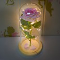 Aranjament floral in cupola de sticla, lumina Led, D4027, Roz Deschis