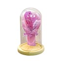 Aranjament floral in cupola de sticla, lumina Led, D4037, Roz